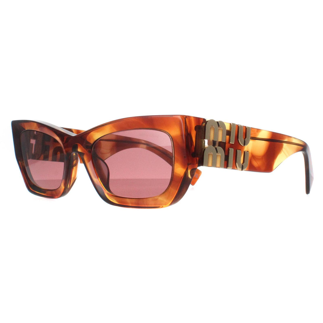 Miu Miu Sunglasses MU09WS 11Q08S Striped Tobacco Dark Violet