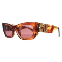 Miu Miu Sunglasses MU09WS 11Q08S Striped Tobacco Dark Violet