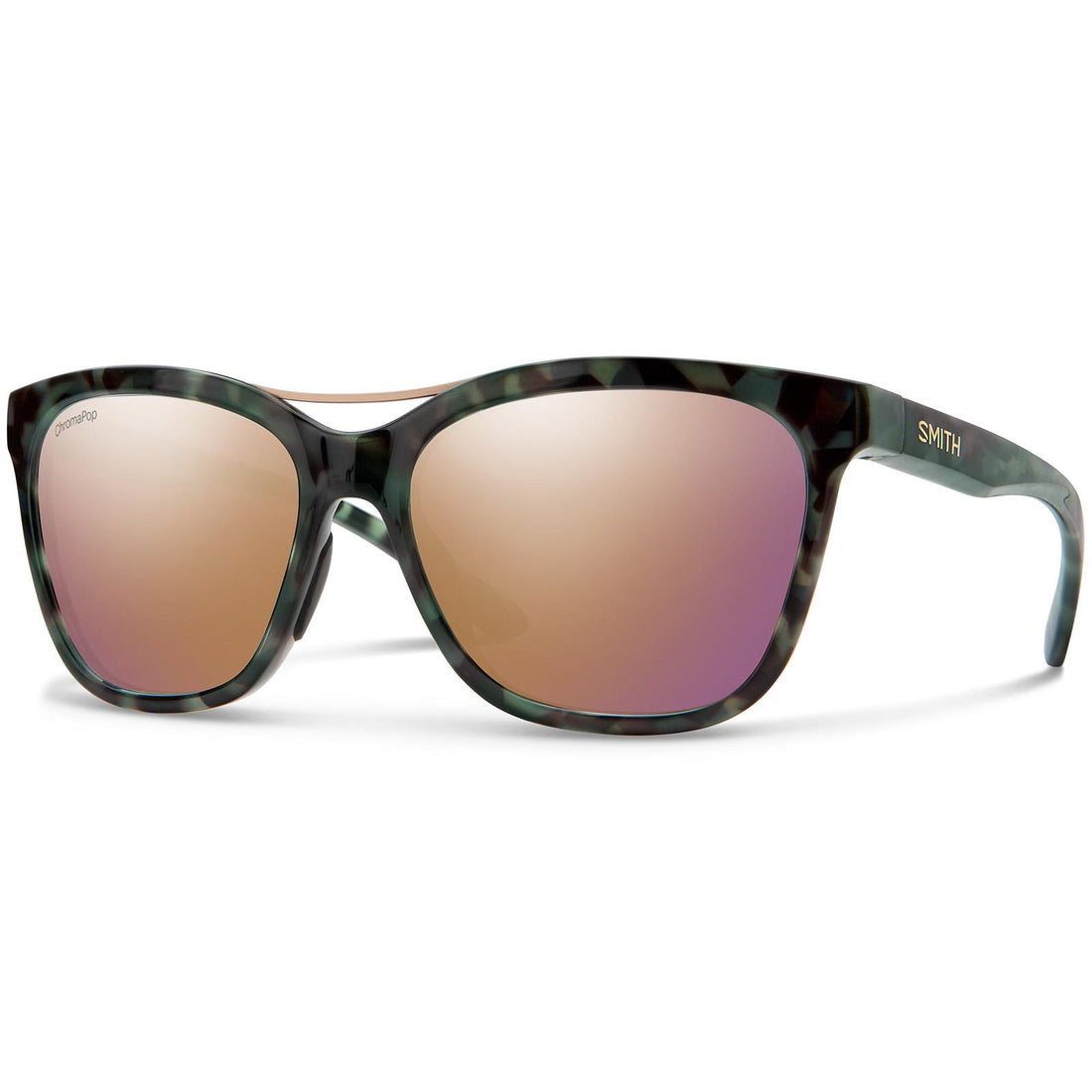 Smith Sunglasses Cavalier PHW 9V Matte Havana Green ChromaPop Rose Gold Mirror