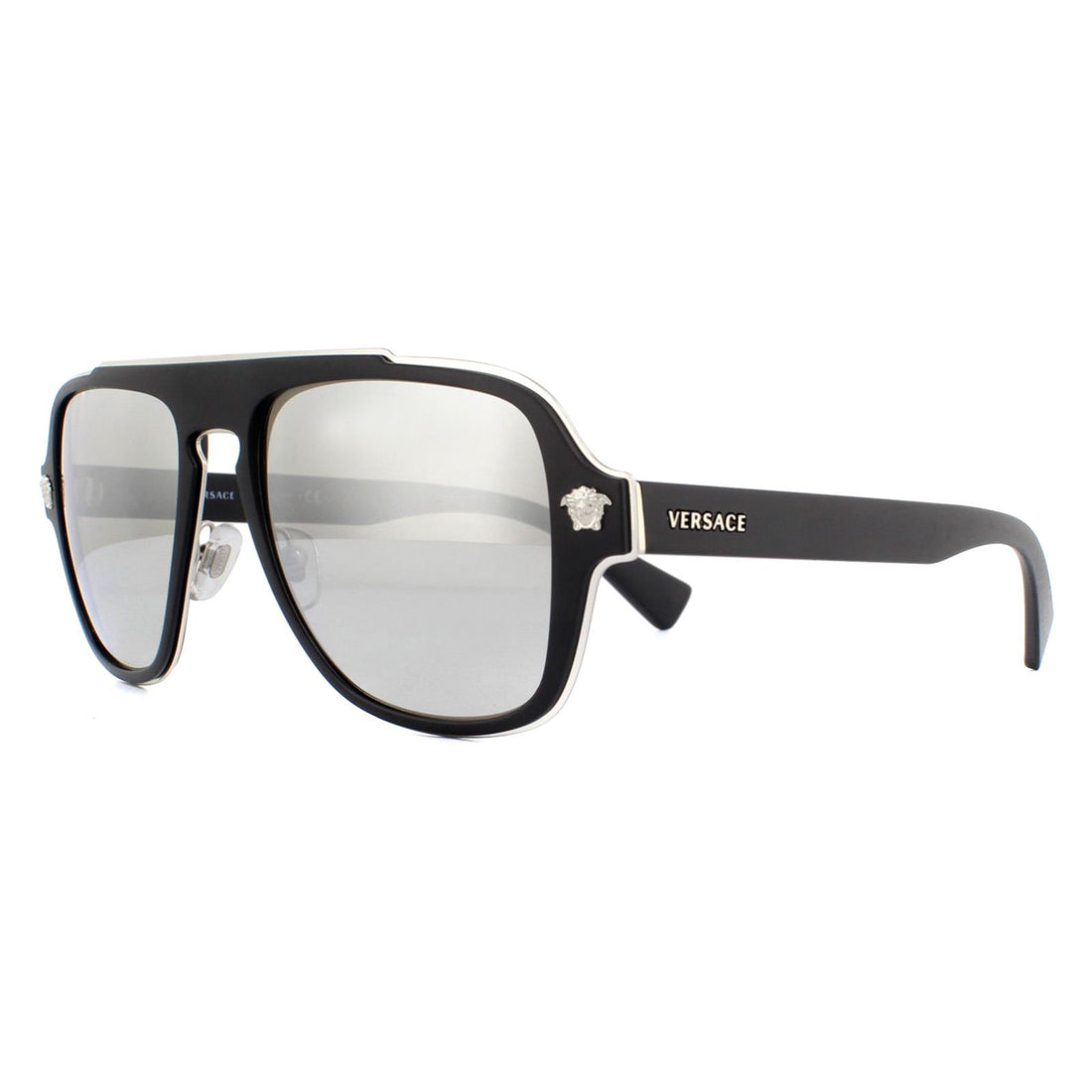 Versace Sunglasses VE2199 10006G Matte Black Dark Grey Silver Mirror