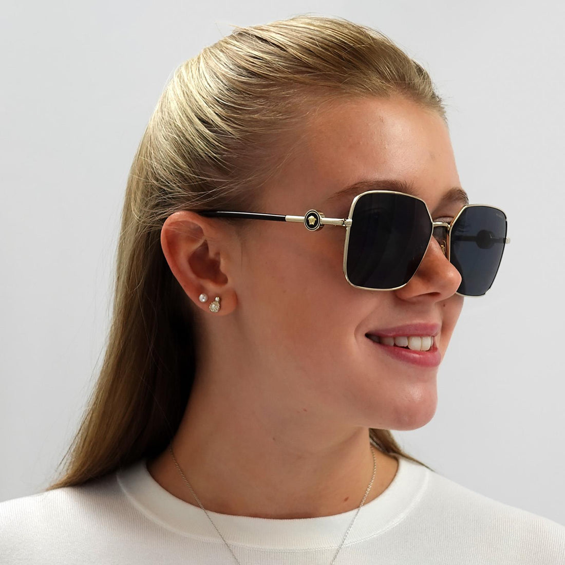 Versace Sunglasses VE2227 100287 Gold Dark Grey