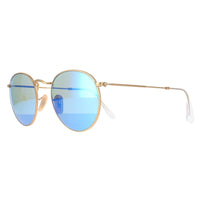Ray-Ban Sunglasses Round Metal 3447 112/4L Gold Blue Polarized Flash Mirror