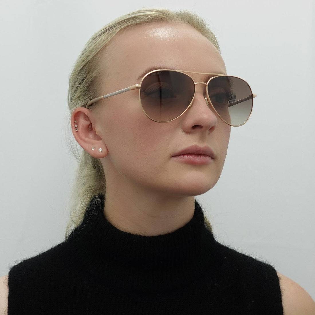 Jimmy Choo Sunglasses DEVAN/S BKU HA Gold Nude Brown Gradient