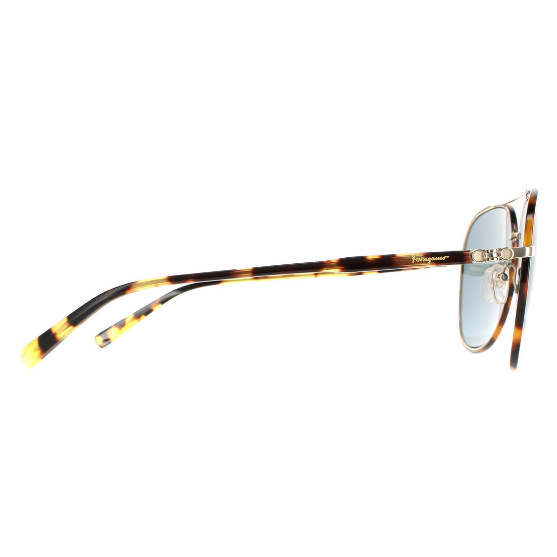 Salvatore Ferragamo Sunglasses SF181S 281 Vintage Tortoise and Shiny Gold Blue