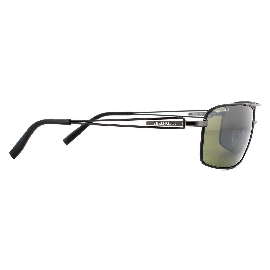 Serengeti Sunglasses Dante 7115 Shiny Gunmetal Black Tannery Mineral Polarized 555nm Green