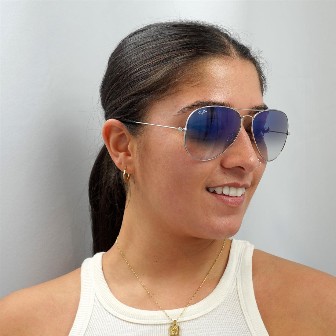 Ray-Ban Sunglasses Aviator 3025 Silver Gradient Light Blue 003/3F 62mm