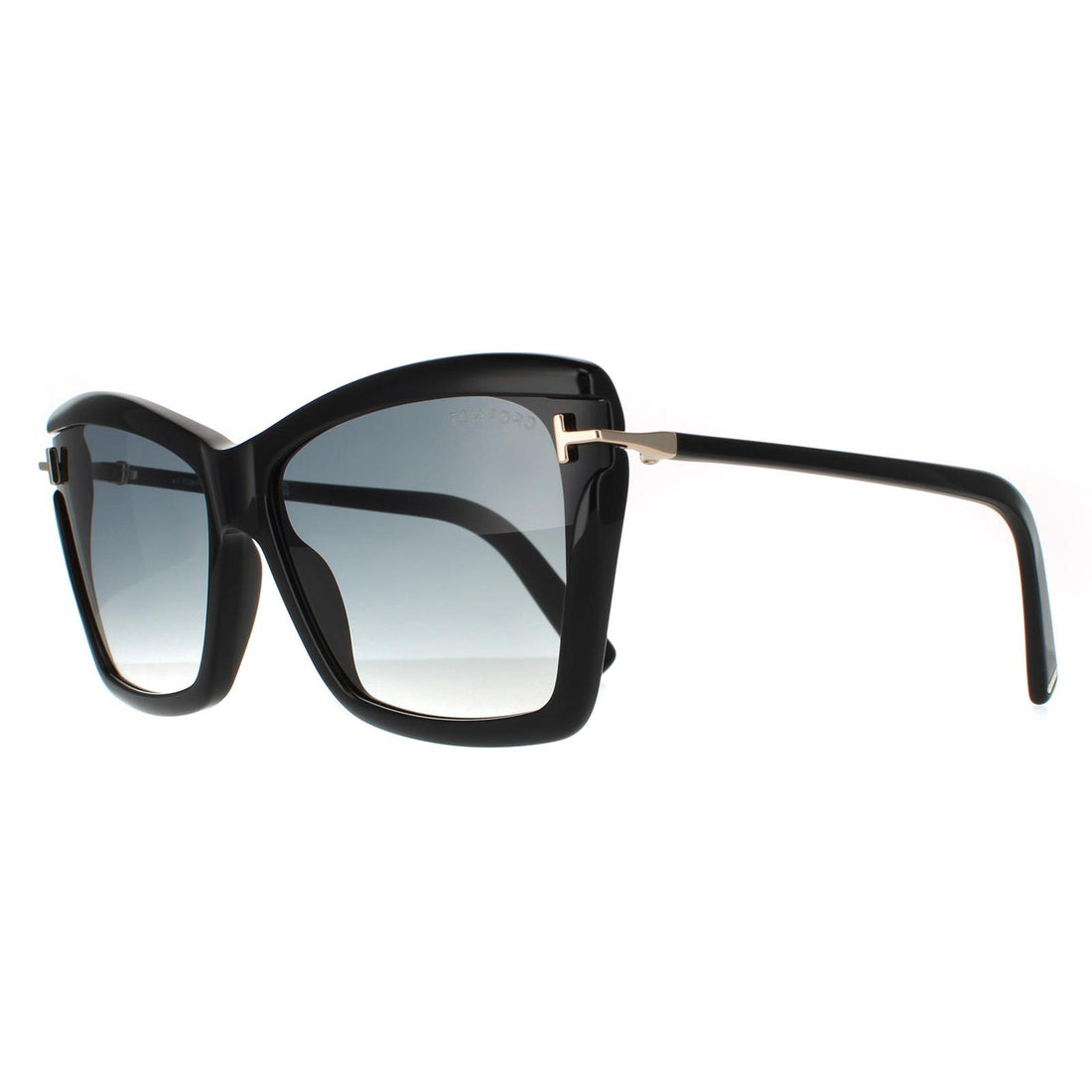 Tom Ford Sunglasses Leah FT0849 01B Shiny Black Smoke Gradient