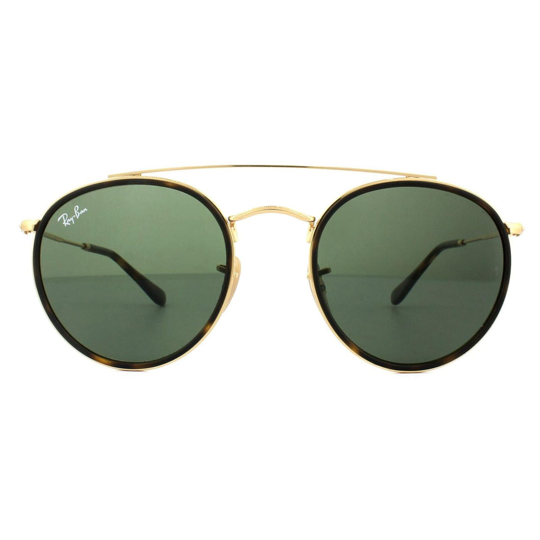 Ray ban round double bridge hot sale gold green