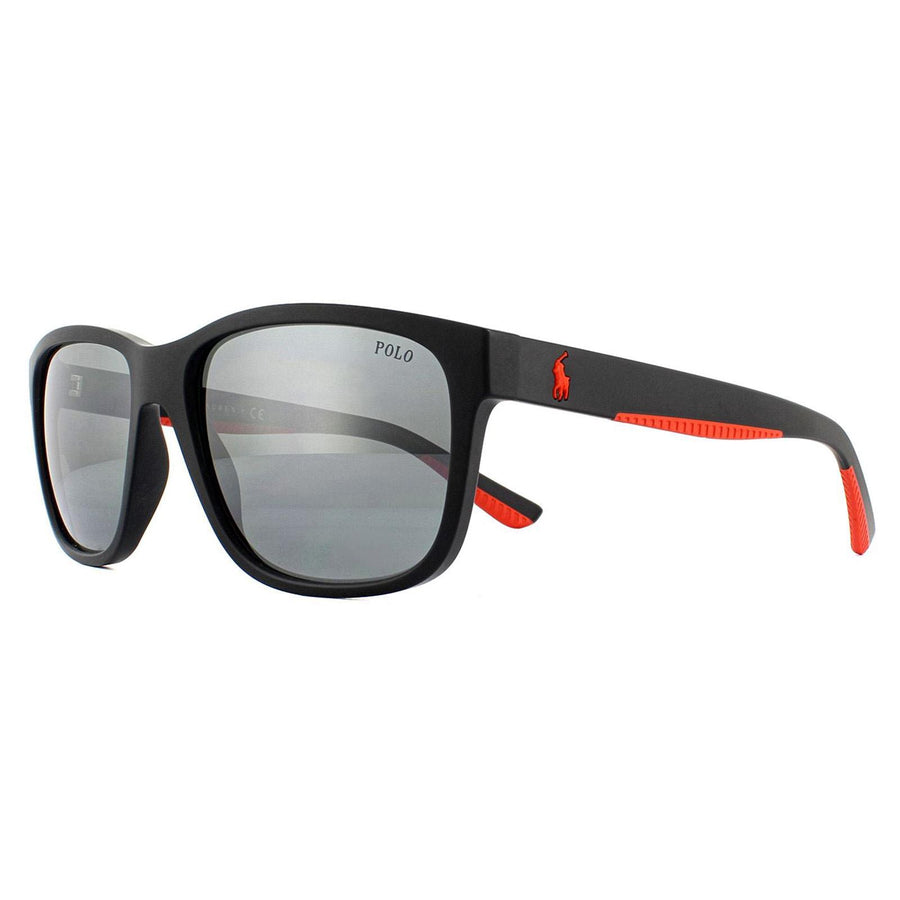 Polo Ralph Lauren Sunglasses PH4142 57326G Matte Black Silver Mirror