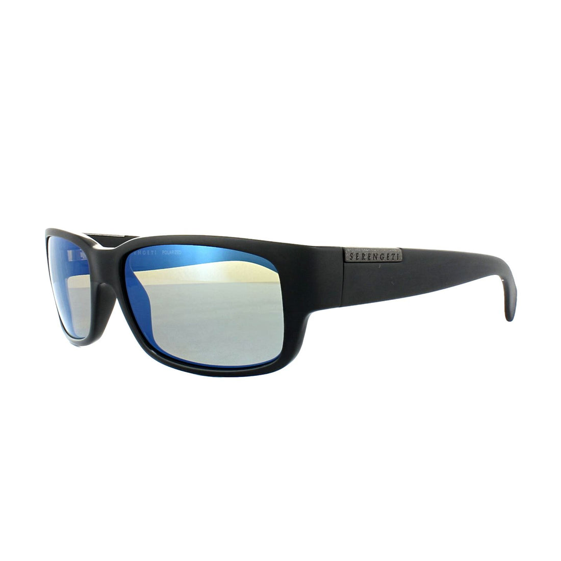 Serengeti Sunglasses Merano 8267 Satin Shiny Black Blue Mirror Polarized Phd 555nm