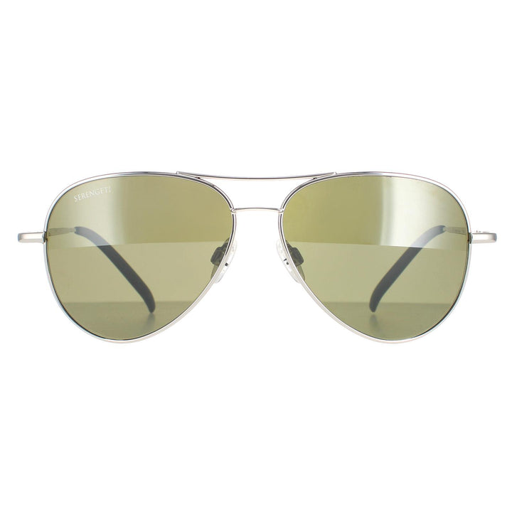 Serengeti Sunglasses Carrara Small SS016001 Shiny Silver Polarized Green 555nm