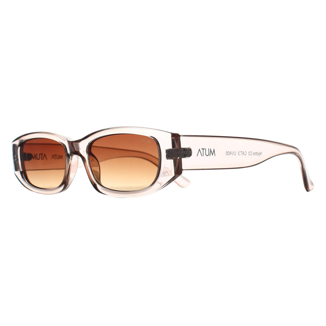 Atum Rectangle Womens Transparent Beige Brown Gradient Nyctra Sunglasses