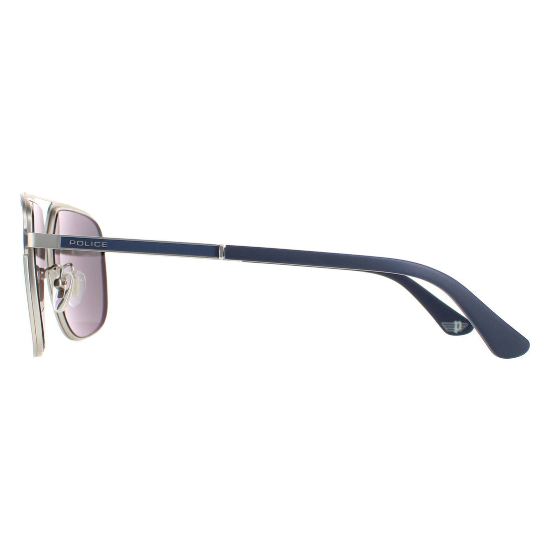 Police Sunglasses SPLA58C Record 3 0579 Matt Palladium and Dark Blue Blue Grey