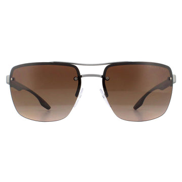 Prada Sport Sunglasses PS60US DG1724 Gunmetal Rubber Brown Gradient Polarized