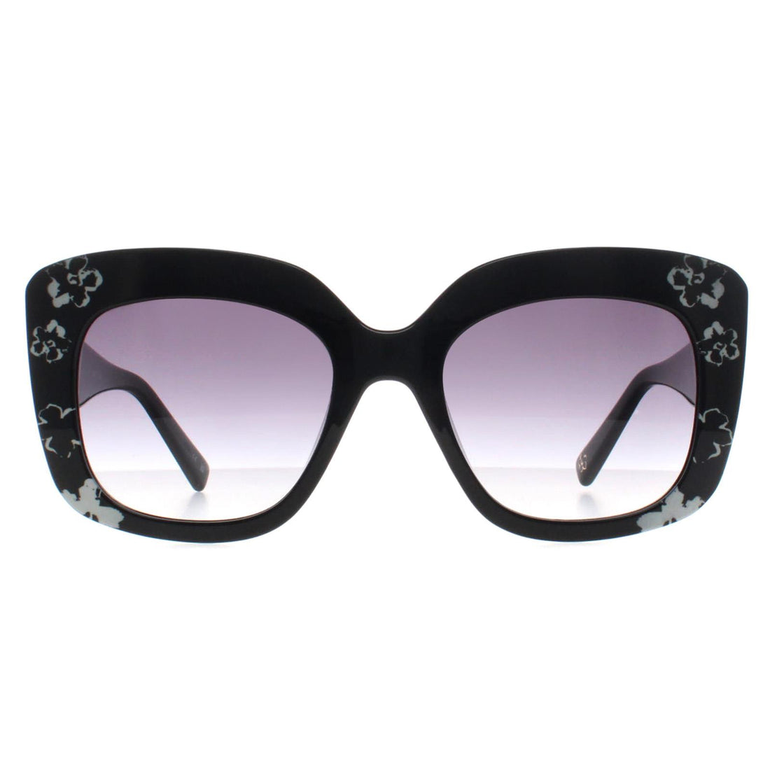 Ted Baker Sunglasses TB1675 Hattie 001 Solid Black Flowers Grey Gradient