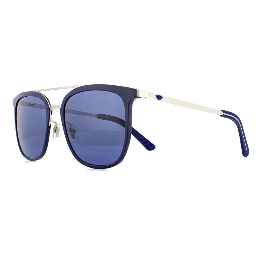 Police Sunglasses SPL568 Edge 6 0SNF Matte Gunmetal Blue Blue