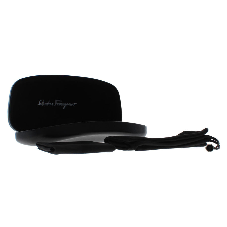 Salvatore Ferragamo medium black faux leather Sunglasses Case w cleaning cloth