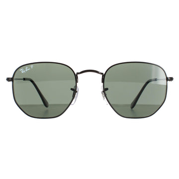 Ray-Ban Sunglasses Hexagonal RB3548N 002/58 Polished Black Green Polarized