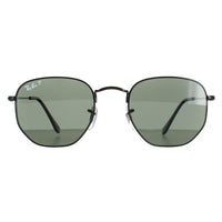 Ray-Ban Hexagonal RB3548N Sunglasses Polished Black Green Polarized 51