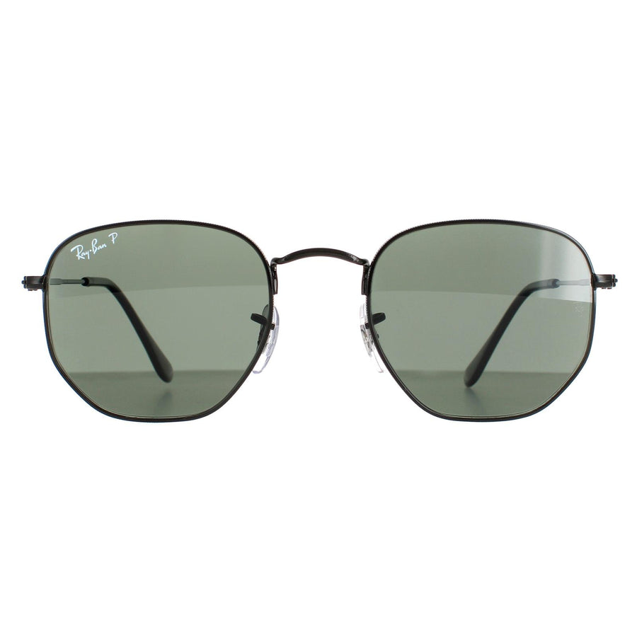 Ray-Ban Hexagonal RB3548N Sunglasses Polished Black Green Polarized 51