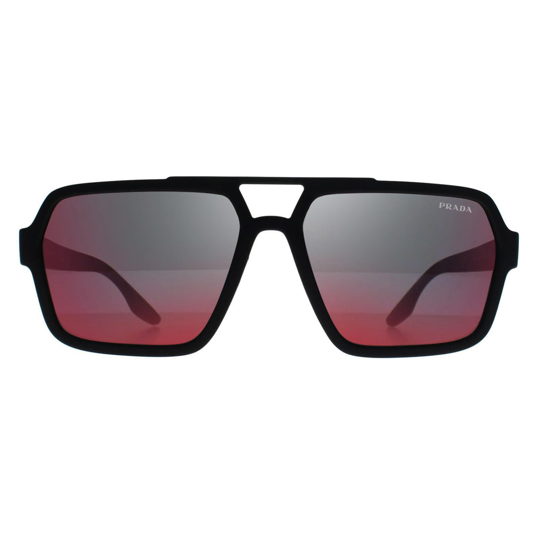 Prada Sport Sunglasses PS 01XS DG008F Black Rubber Dark Grey Mirror Blue Red