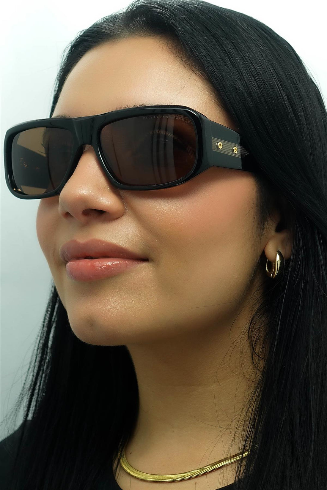 Dita Sunglasses Superflight DTS133-61-01 Black Yellow Gold Dark Brown