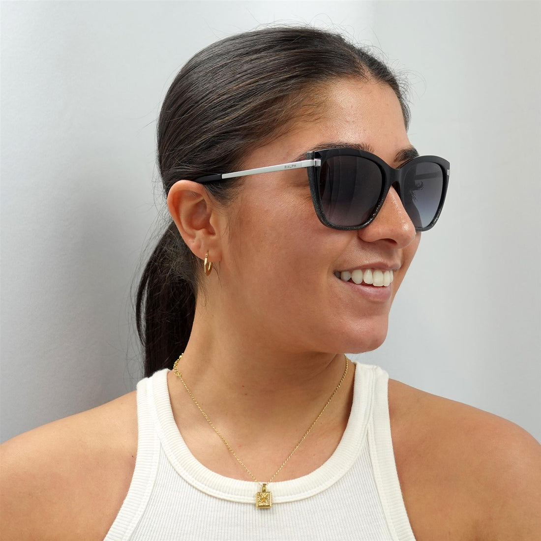 Ralph by Ralph Lauren Sunglasses RA5267 58418G Shiny Gradient Black Glitter Grey Gradient