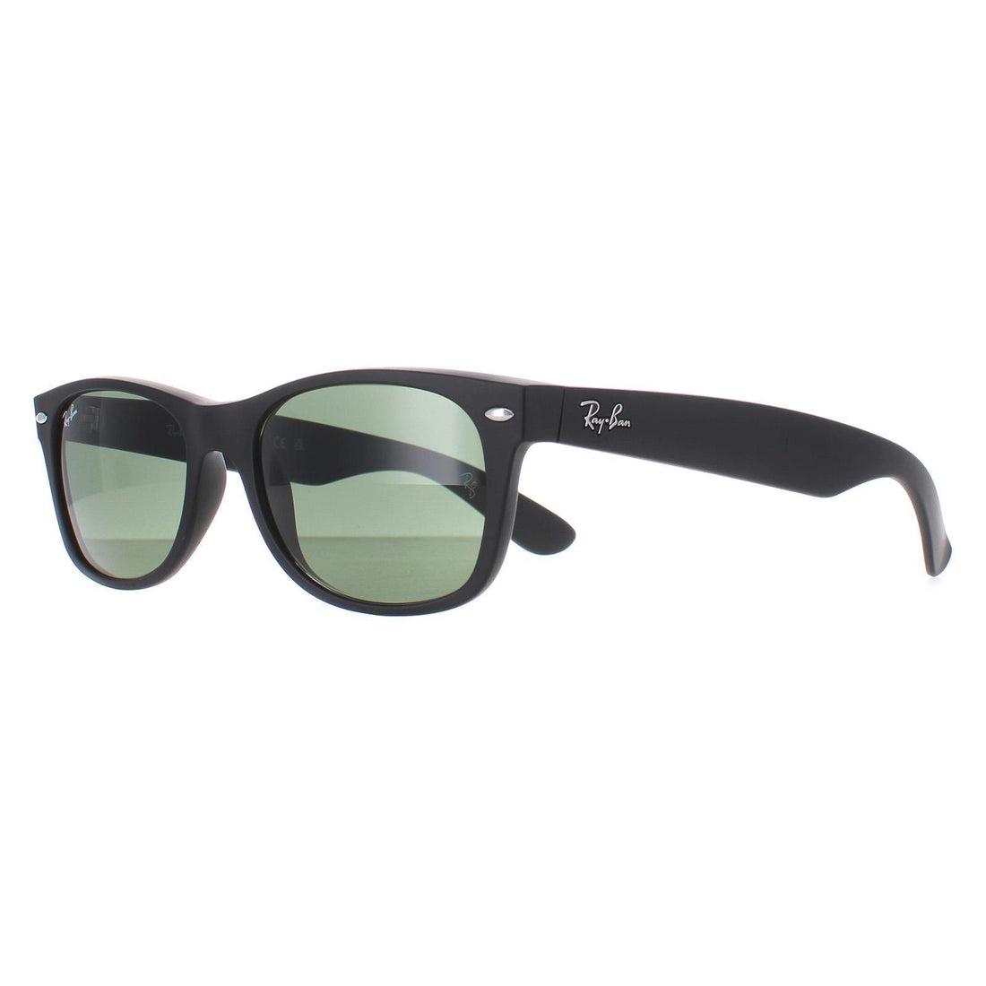 Ray-Ban Sunglasses New Wayfarer 2132 622 Black Rubber Green Medium 55mm