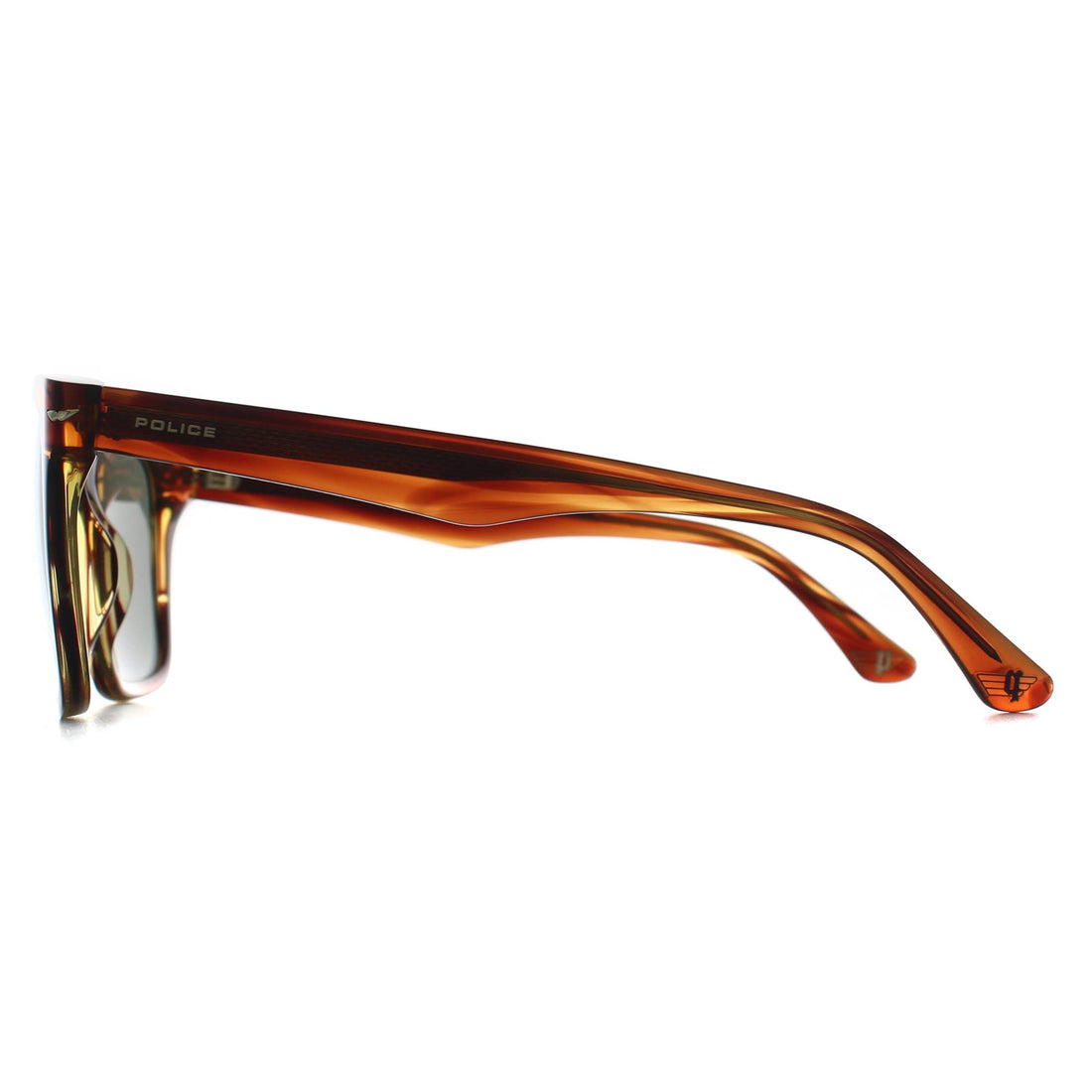 Police Sunglasses SPLN35 Champ 9 09N3 Shiny Striped Brown Green