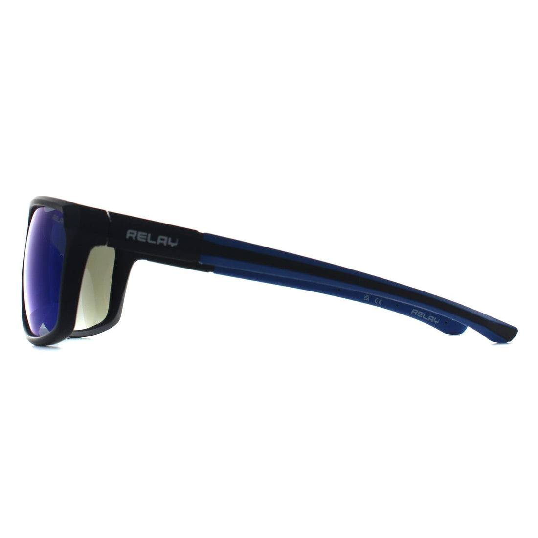 Relay Rectangle Unisex Matte Black and Blue Blue Revo Polarized Swiftline Sunglasses