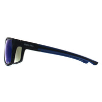 Relay Rectangle Unisex Matte Black and Blue Blue Revo Polarized Swiftline Sunglasses