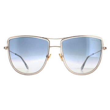 Tom Ford Sunglasses Tina FT0759 28B Shiny Rose Gold Smoke Gradient