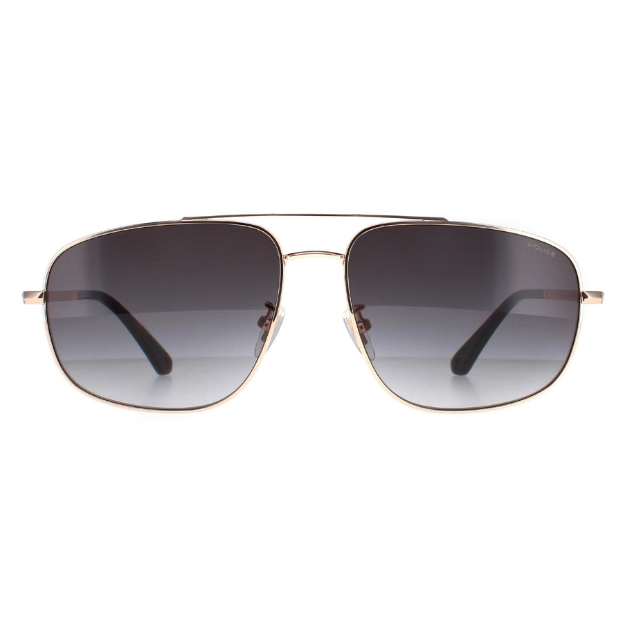 Police Sunglasses SPLE04 0300 Shiny Total Rose Gold Smoke Gradient