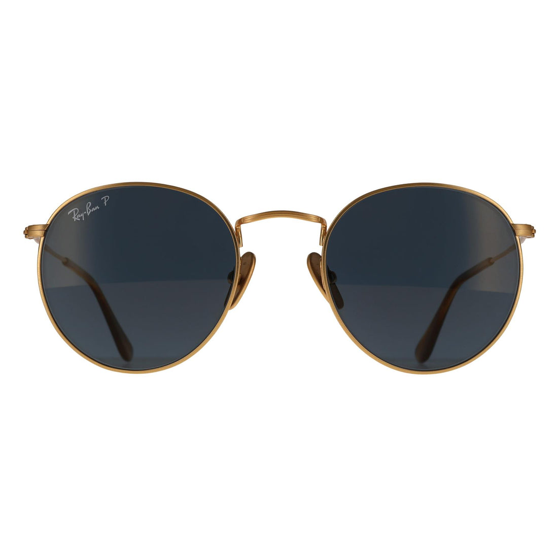 Ray-Ban Sunglasses RB8248 Round Titanium 9217T0 Brushed Gold Blue Mirror Gold Polarized