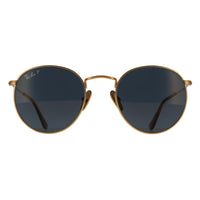 Ray-Ban Sunglasses RB8248 Round Titanium 9217T0 Brushed Gold Blue Mirror Gold Polarized