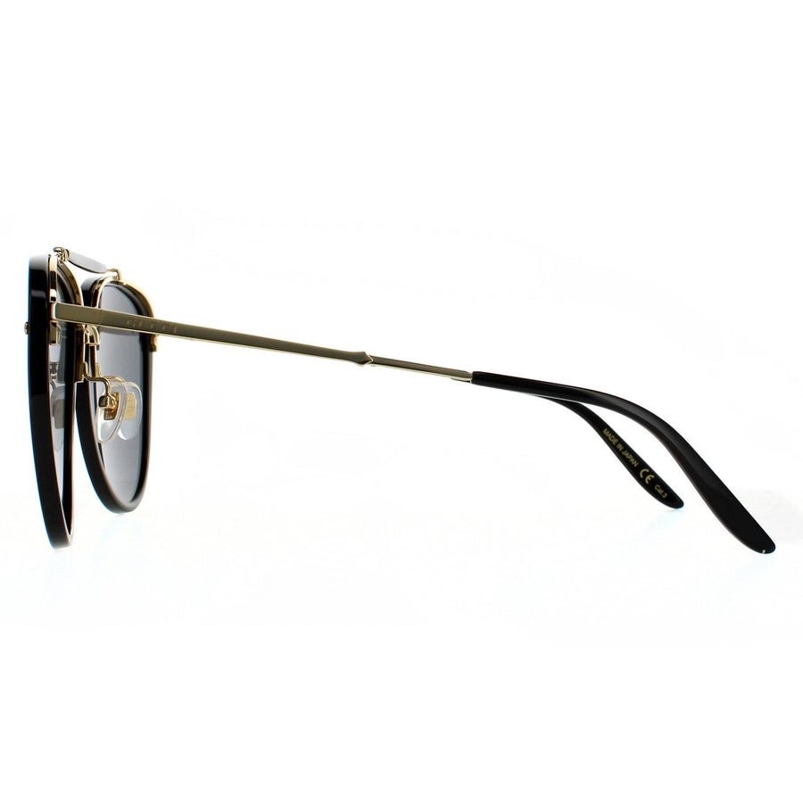 Gucci Sunglasses GG0672S 001 Shiny Black and Gold Grey