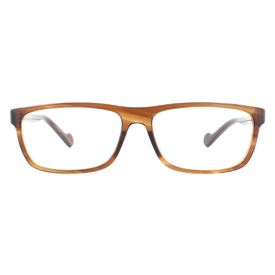 Moncler ML5063 Glasses Frames Striped Brown Crystal