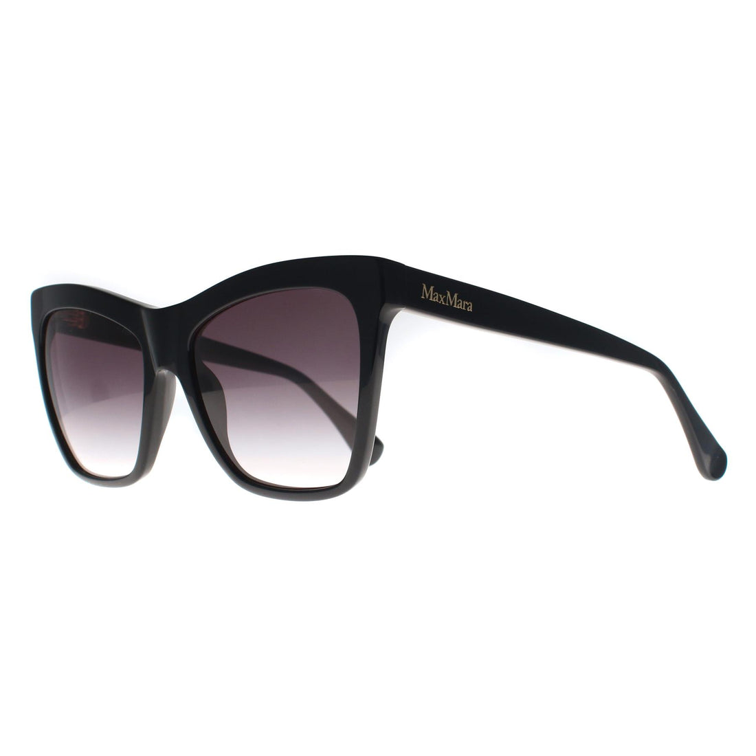 Max Mara Sunglasses MM0008 Logo2 01B Shiny Black Smoke Grey Gradient