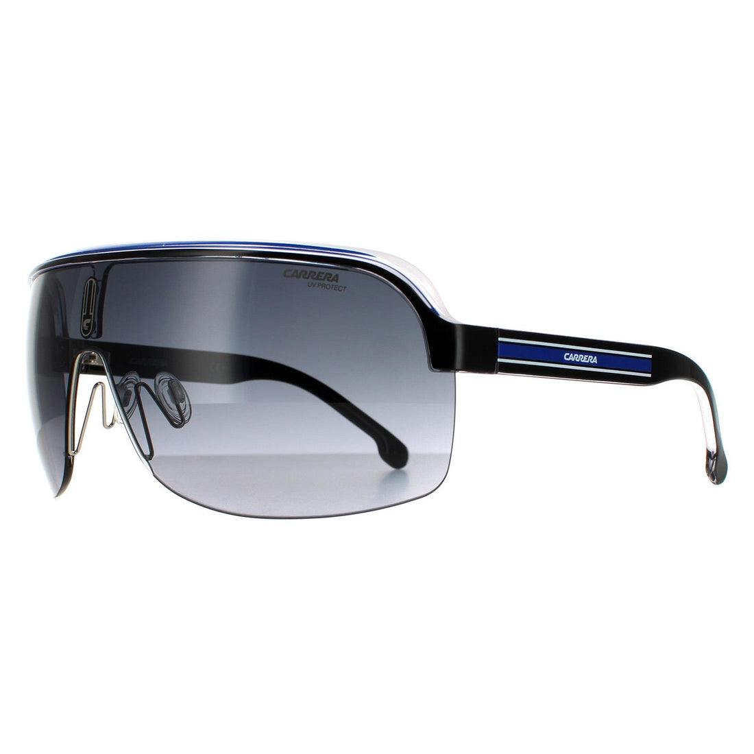 Carrera Sunglasses Topcar 1/N T5C 9O Black Crystal White Blue Dark Grey Gradient