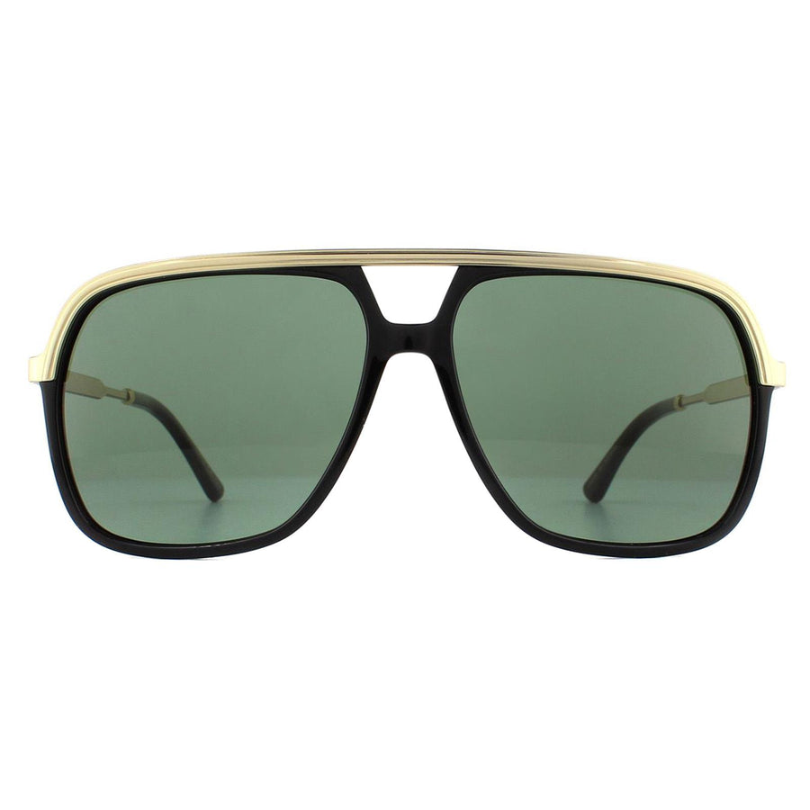 Gucci GG0200S Sunglasses Black and Gold Green