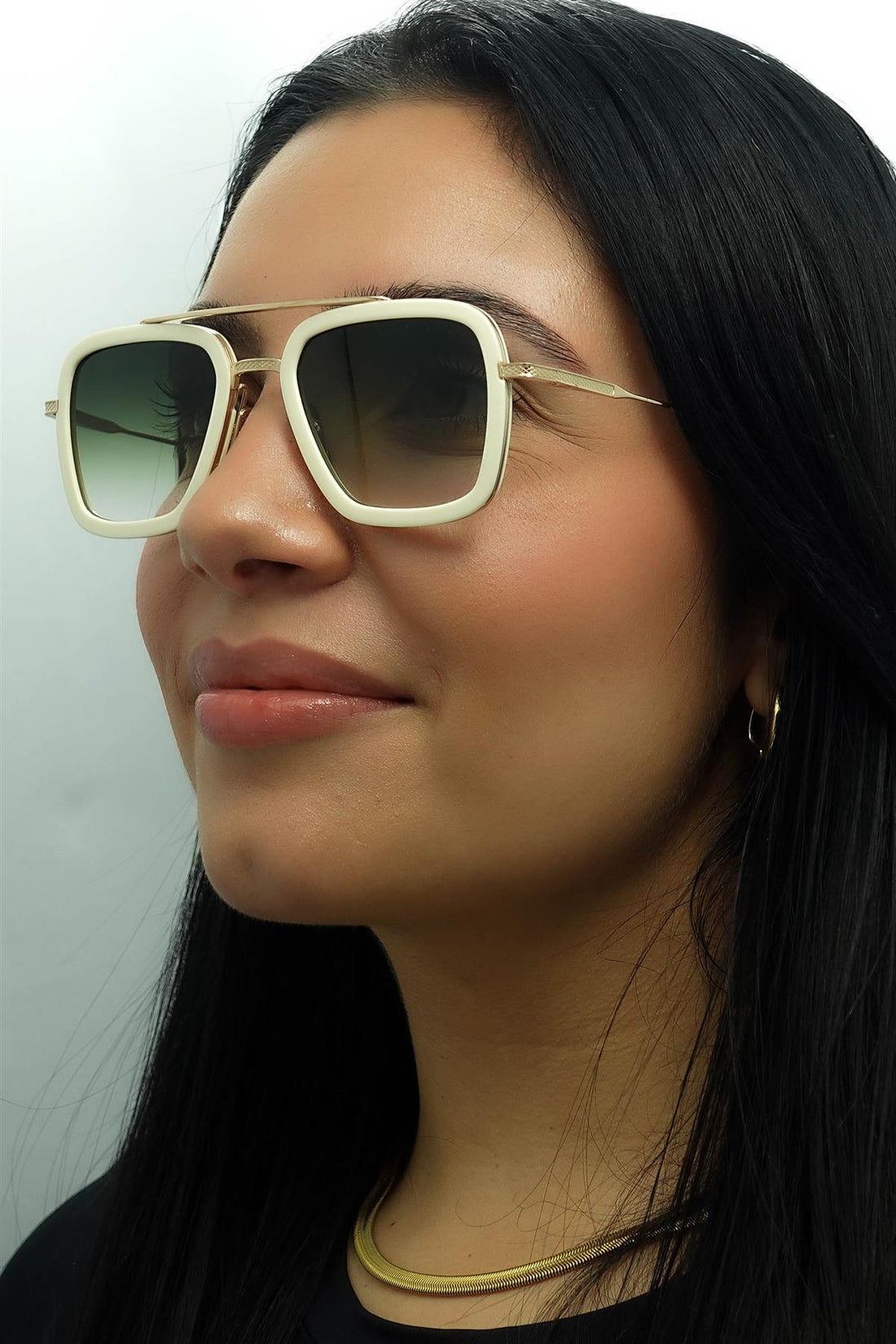 Dita Sunglasses Flight 006 7806 S White Gold Dusty Pink Dark Grey to Clear Gradient