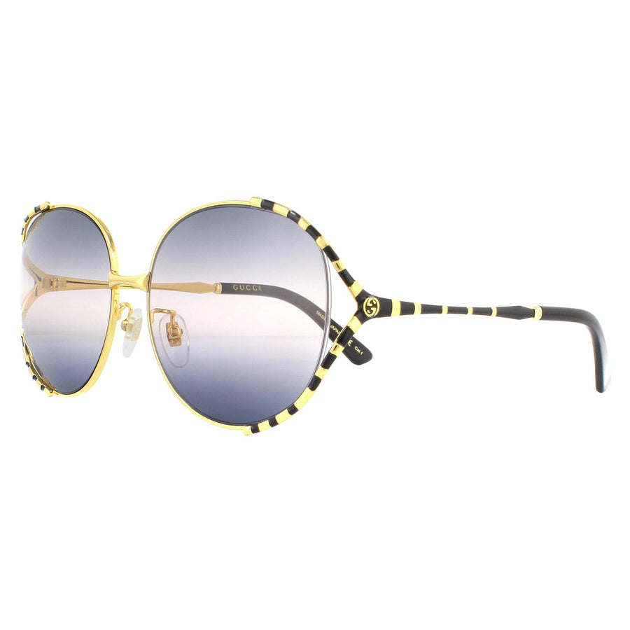 Gucci Sunglasses GG0595S 001 Gold and Black Double Grey Gradient