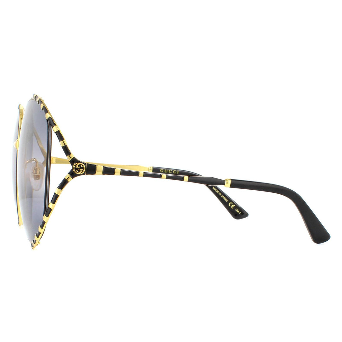 Gucci Sunglasses GG0595S 005 Gold and Black Double Grey Gradient