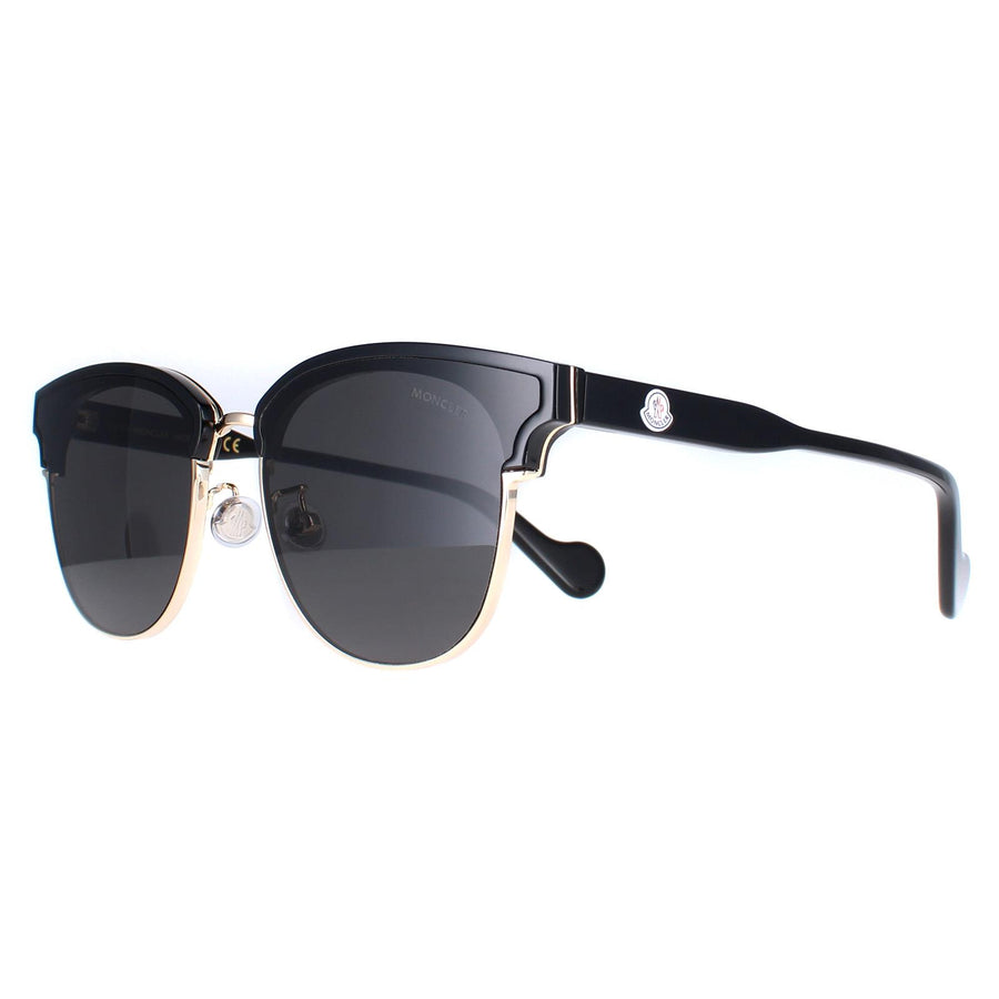 Moncler Sunglasses ML0112-K 01A Shiny Black Gold Dark Grey