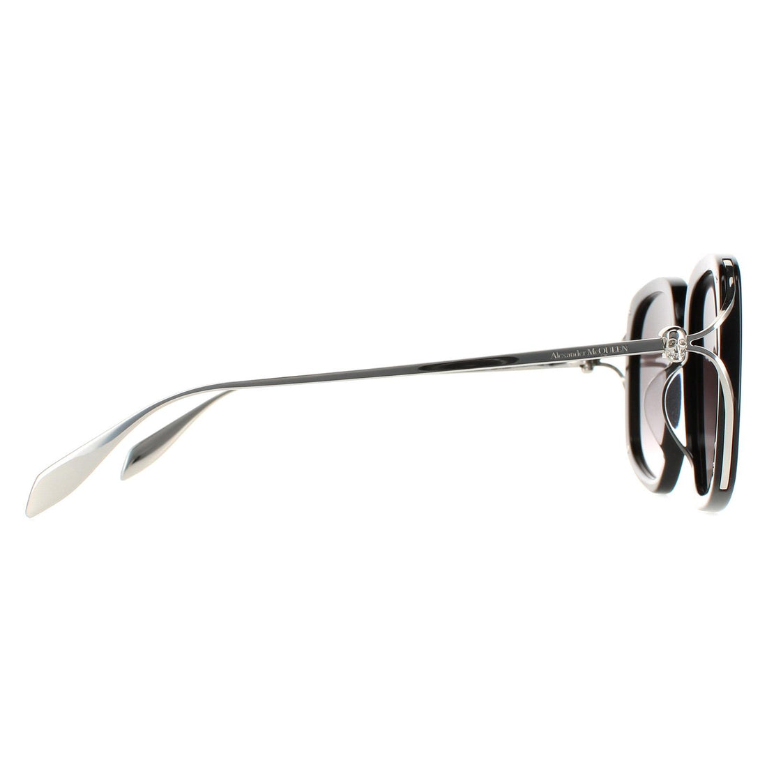 Alexander McQueen Sunglasses AM0374S 001 Black Silver Grey Gradient
