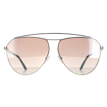Tom Ford Sunglasses Binx FT0681 16G Silver Havana Brown Silver Gradient Mirror
