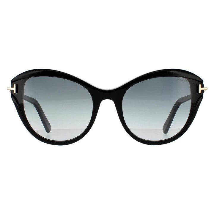 Tom Ford Sunglasses Leigh FT0850 01B Shiny Black Smoke Gradient