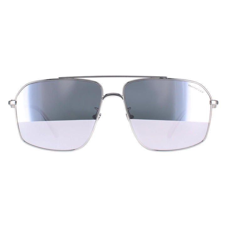 Moncler Sunglasses ML0216-D 16D Shiny Palladium Smoke Silver Mirror Polarized