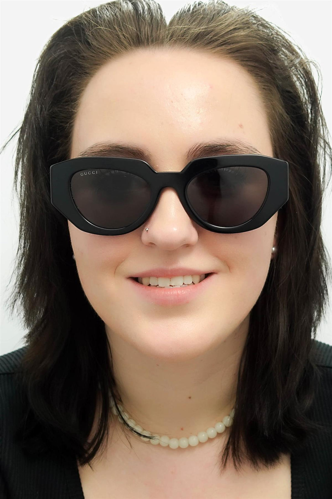 Gucci Sunglasses GG1421S 001 Shiny Black Grey