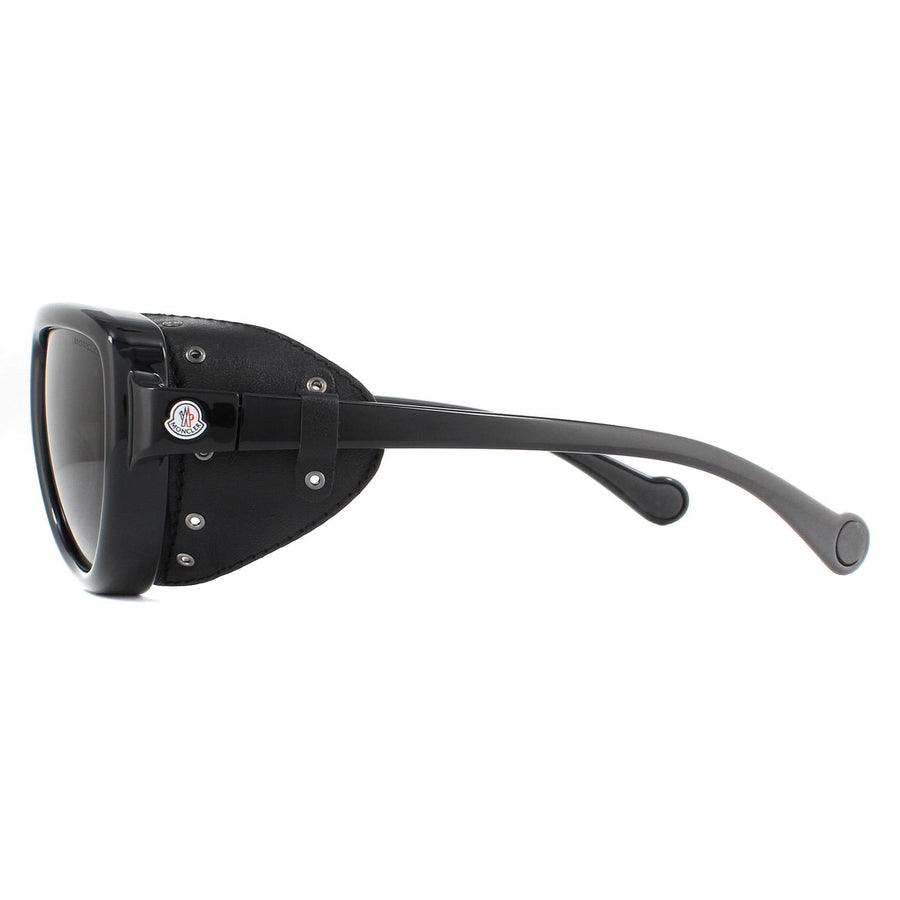 Moncler Sunglasses ML0089 01D Shiny Black Smoke Polarized
